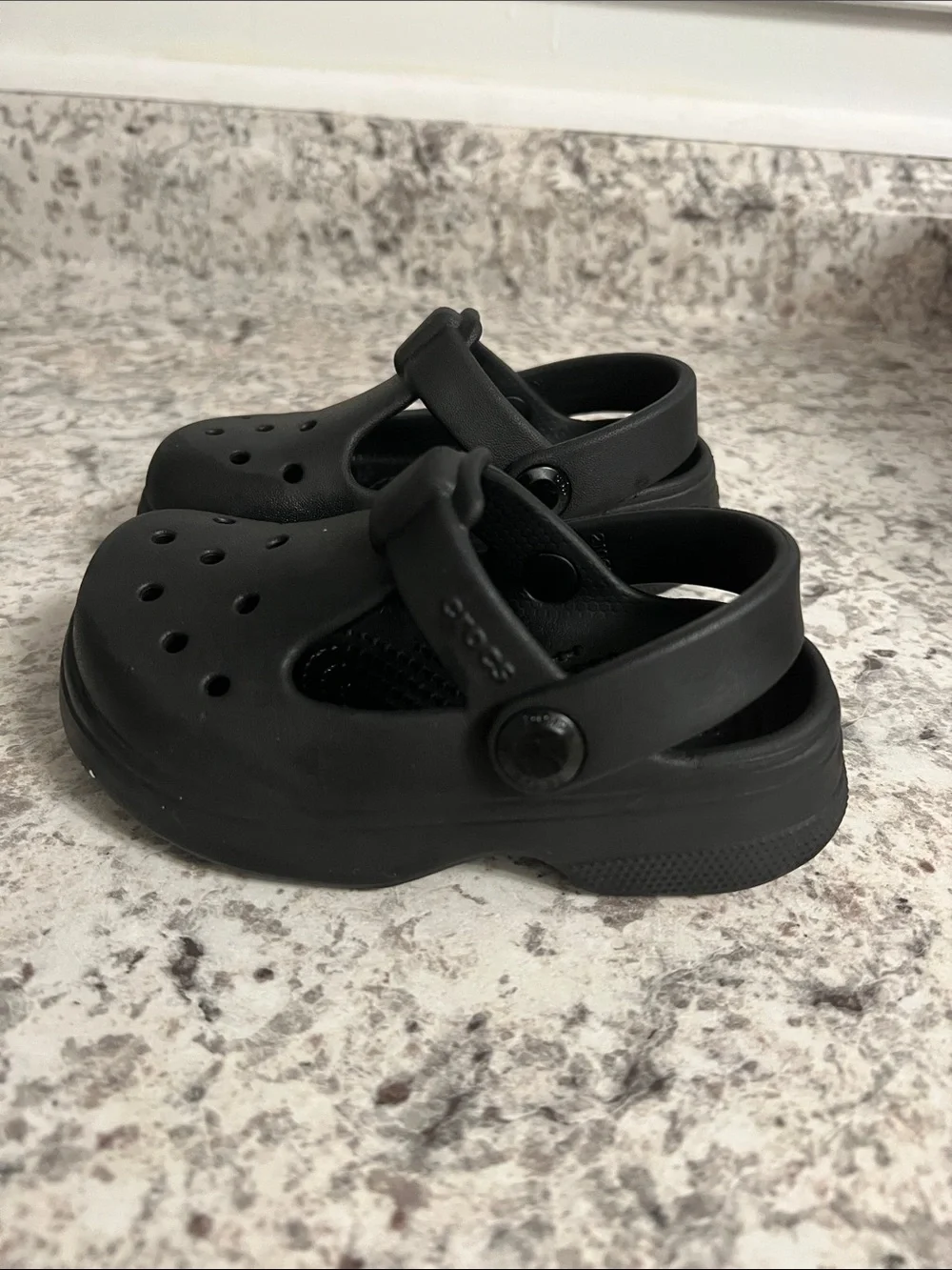 CROCS Kids Black Mary Jane Clog Sandals